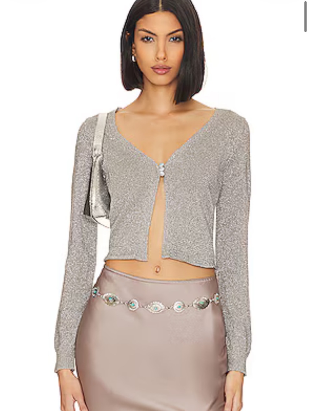 Free People Emmaline Cardi Top in Silver Springs